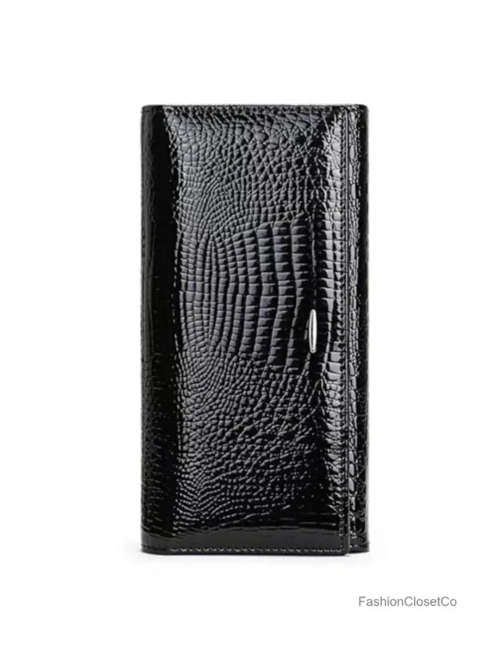 Genuine Leather Tri-Fold Wallet with Magnetic Closure, 19 Card Slots